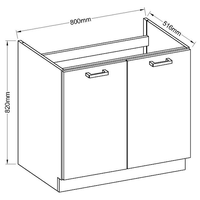 Küchenzeile Grey 80zl 2f Bb