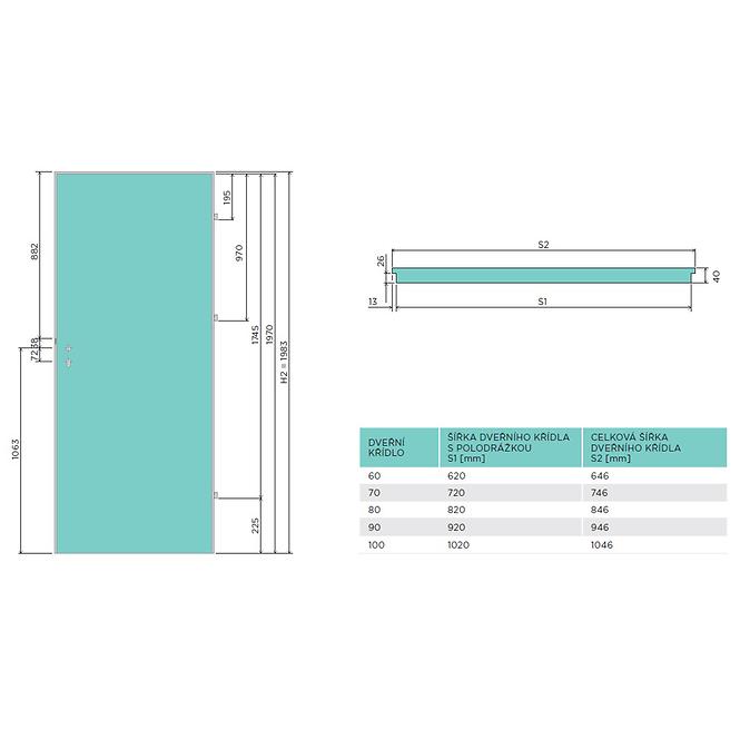 Innentür Vedi 5*5 80L Eiche silber