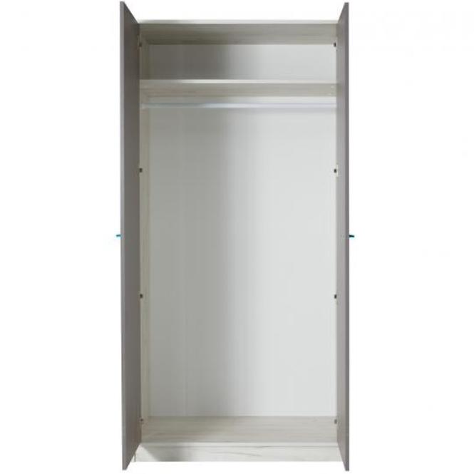 Schrank Rest 96cm Grau/ Eiche Weiß