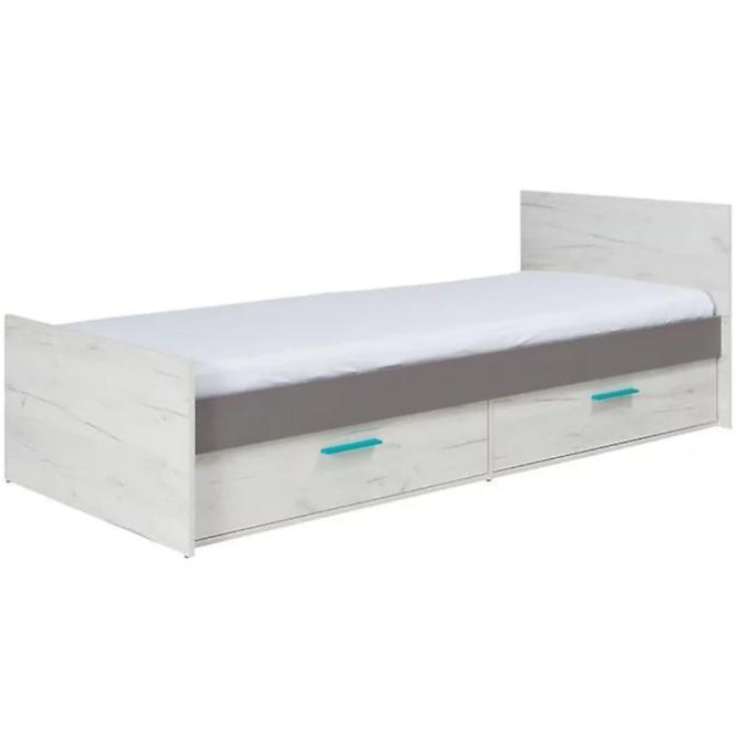 Bett Rest 90cm Grau/Eiche Weiß