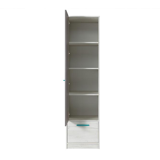 Schrank Rest 50cm Grau/ Eiche Weiß