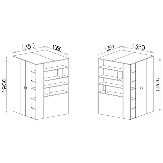 Schrank Planet 135cm Weiß/Eiche/Türkis