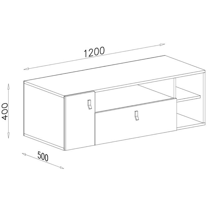 TV Tisch Planet 120cm Weiß/Eiche