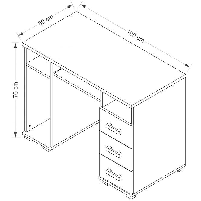 Schreibtisch Maximus 100cm Weiß