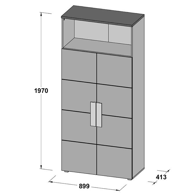 Schrank Libelle 90cm Weiß/Grau