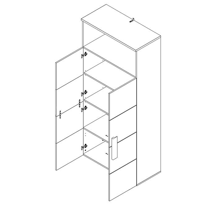 Schrank Libelle 90cm Weiß/Grau