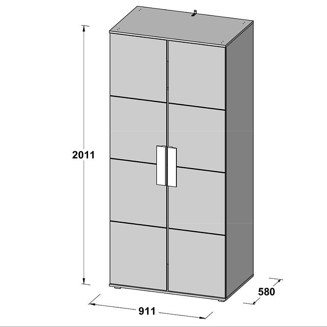 Schrank Libelle 91cm Weiß/Grau