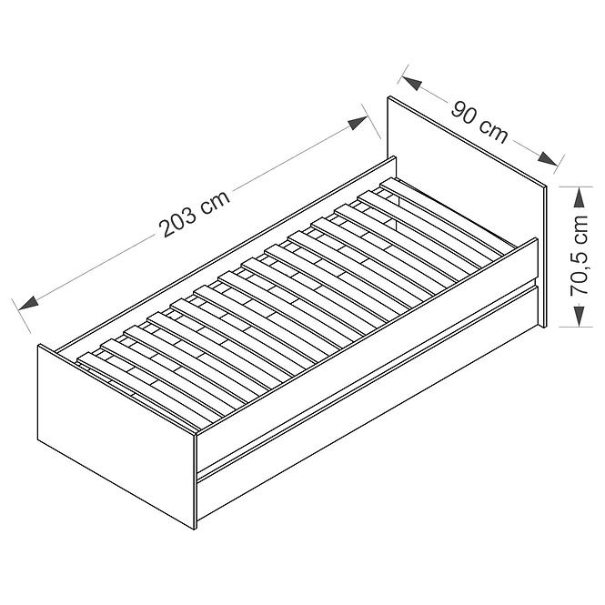 Bett Cosmo 90cm Eiche Riviera