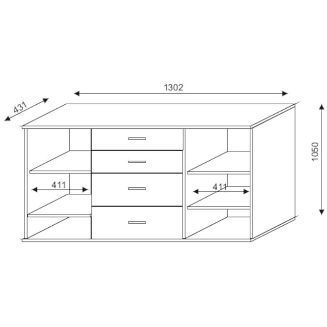 Kommode Malmo 130cm Eiche Sonoma