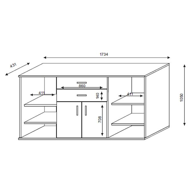 Kommode Malmo 176cm Eiche Sonoma