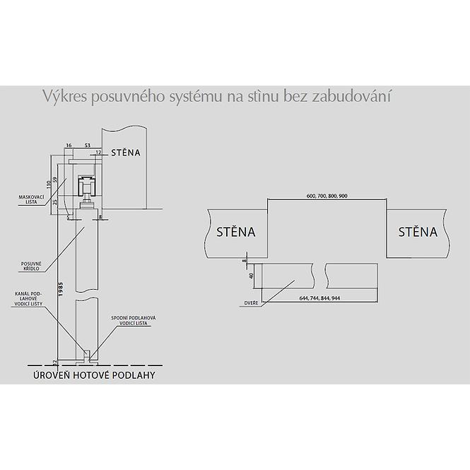 Schiebetür Trio 3*3 60L Eiche Sonoma