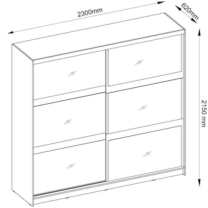 Schrank Togo 230cm Eiche Wellington