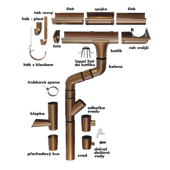 PVC Haken verstellbar 75mm Braun