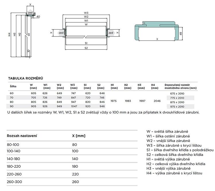 Türrahmen 80L 100-140 weiß