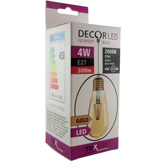 59BZ ŻARÓWKA LED 4W E27 GOLD DECOR FILAMENT ST64 1600K