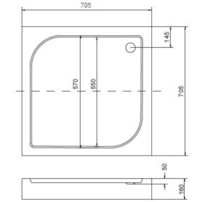 Duschwanne quadratisch Oskar 70/70/16