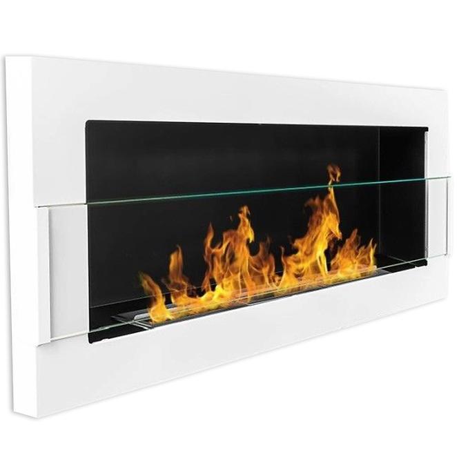 Bio Kamin 900x400 weißer Glanz mit Glas