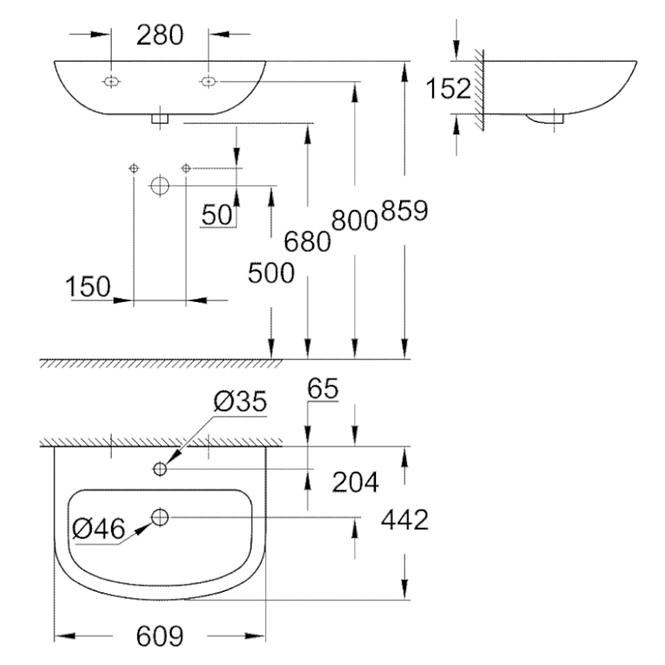 Waschbecken Grohe Bau Ceramic 60cm