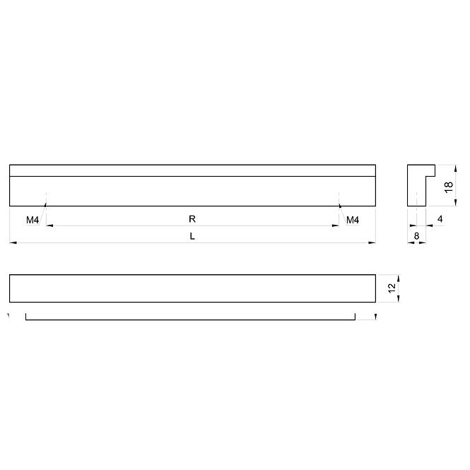 Möbelgriff Ua171-128 Aluminium