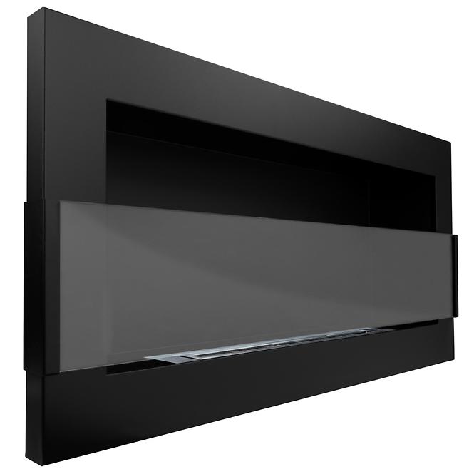 Bio Kamin 900x400 Schwarz strukturell mit Glas