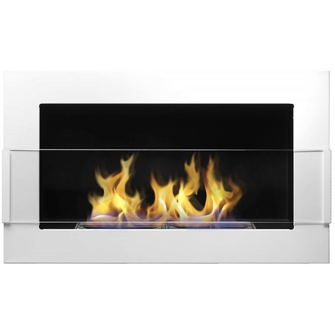 Bio Kamin 650x400 weißer Glanz inkl. Glas