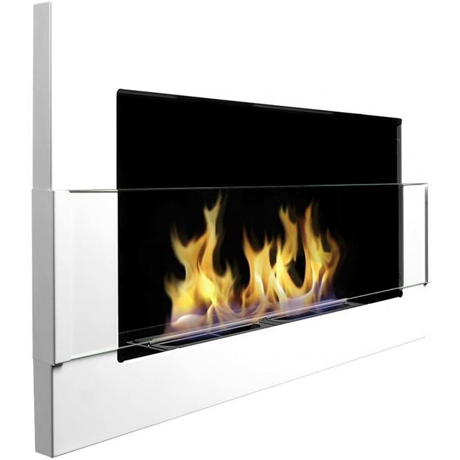 Bio Kamin 650x400 weißer Glanz inkl. Glas