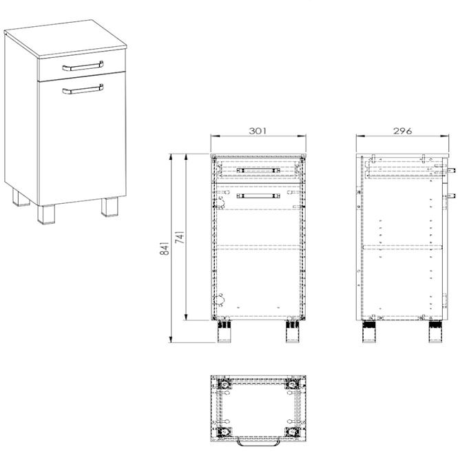 Kommode Uno 30 1D1S white