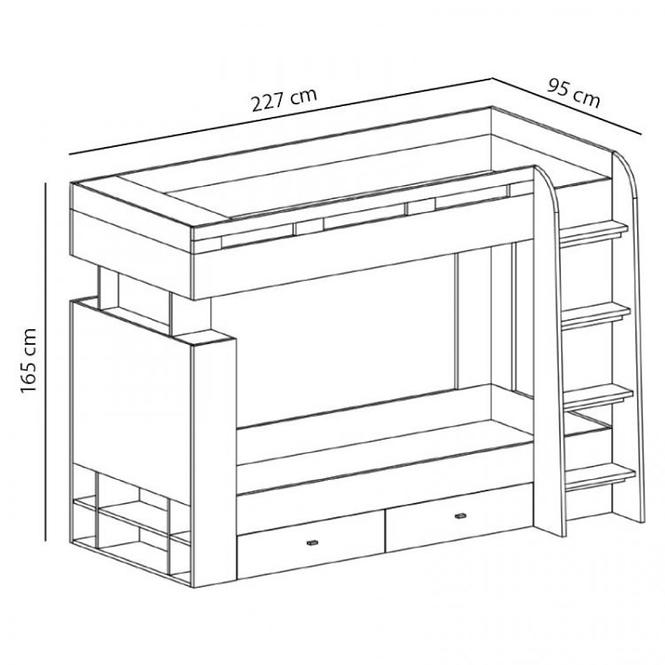 Stockbett Komi  Esche/Rosa