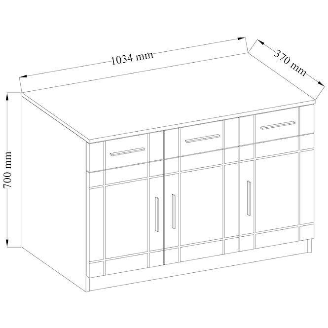 Kommode Paris 103,4cm  Weiß/Eiche Sonoma