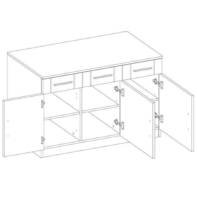 Kommode Paris 103,4cm  Weiß/Eiche Sonoma