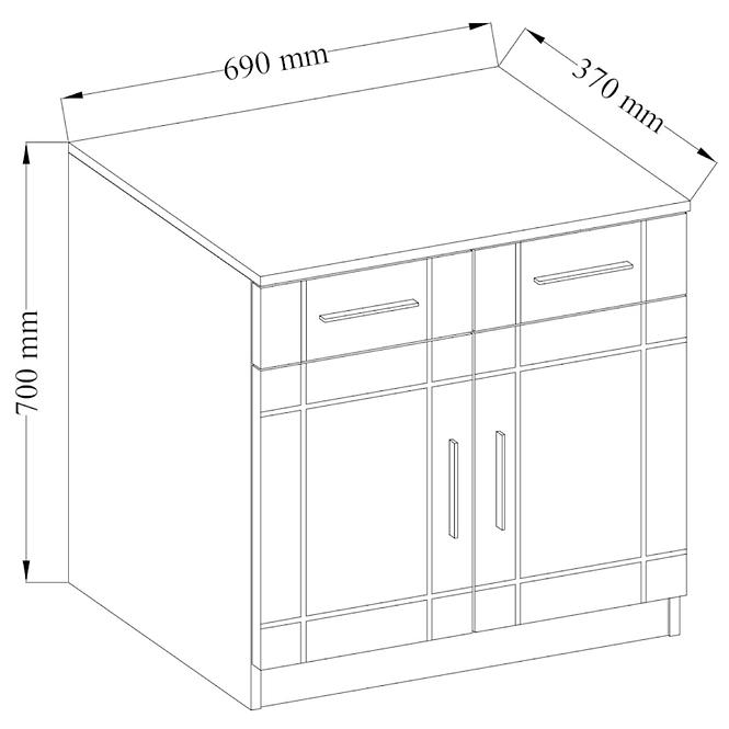 Kommode Paris 69cm Weiß/Eiche Sonoma