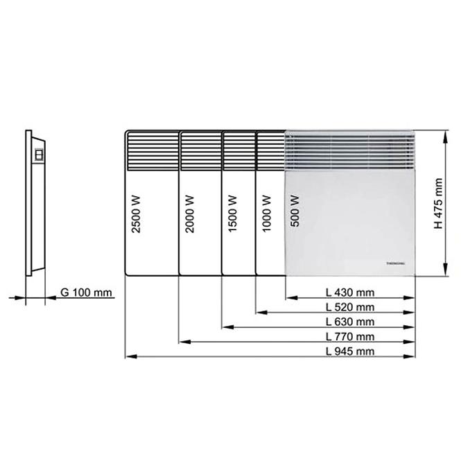 Konvektoror elektrische Heizung TX -500 W