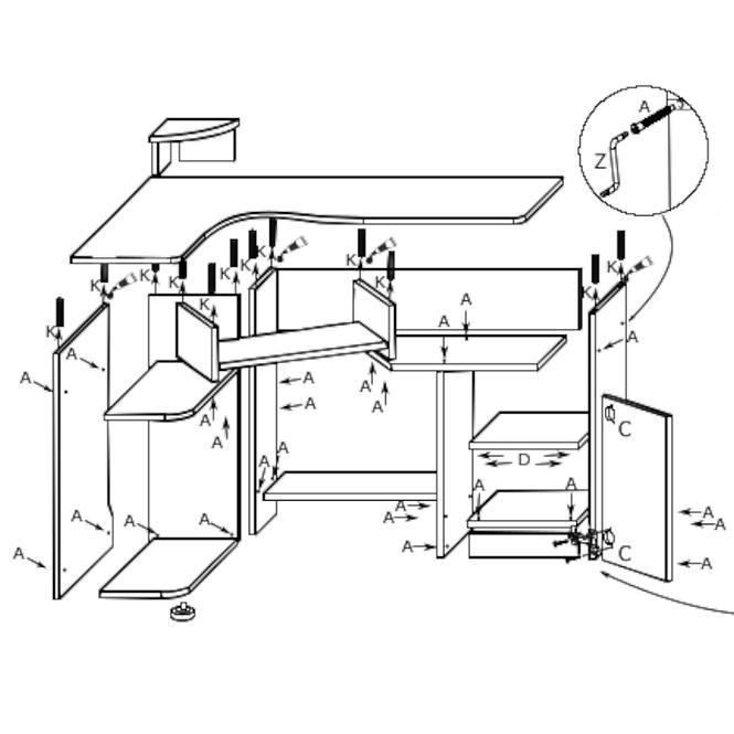 Schreibtisch Marek 125cm Weiß