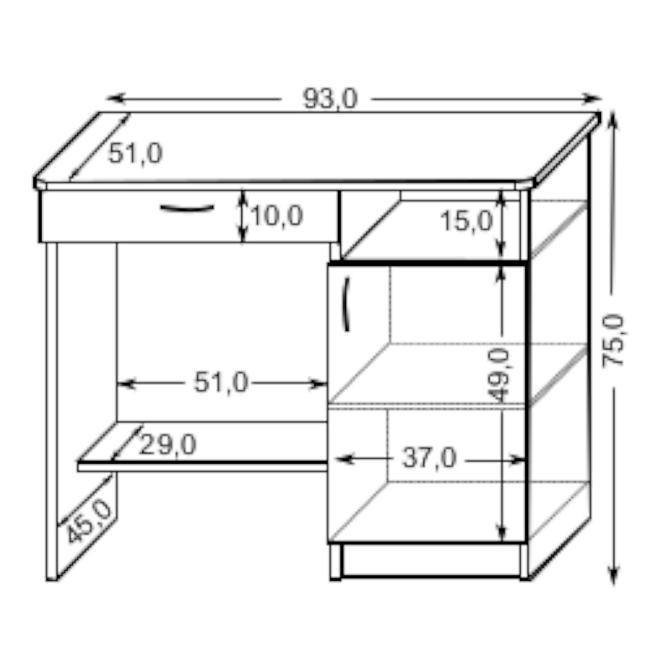 Schreibtisch Daniel 93cm Eiche Sonoma