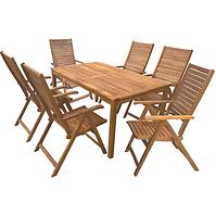 Gartenmöbel Set aus Holz + 6 Liegestühle