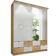 Schrank Malaga 200cm Weiß Glänzend/Artisan