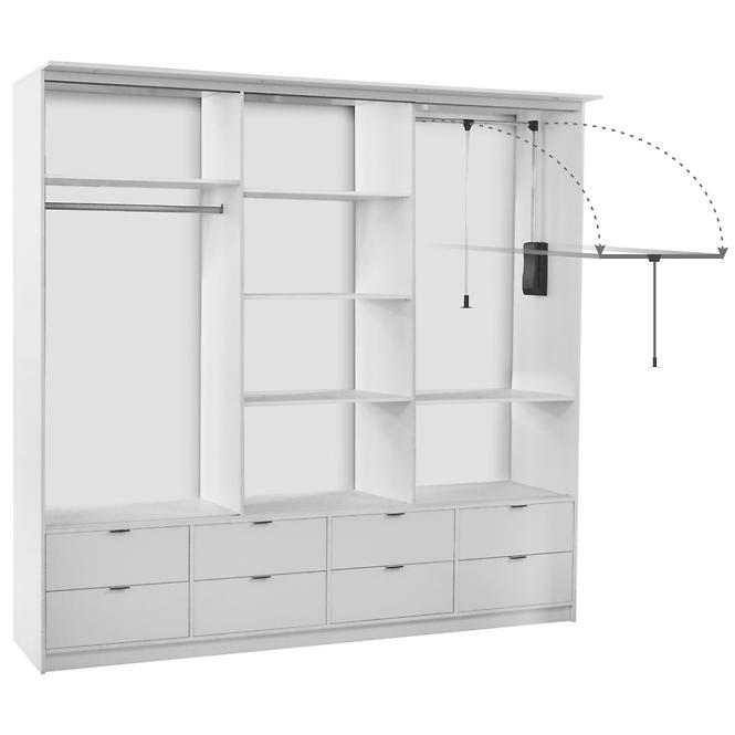 Schrank Malaga 200cm Weiß Glänzend/Artisan