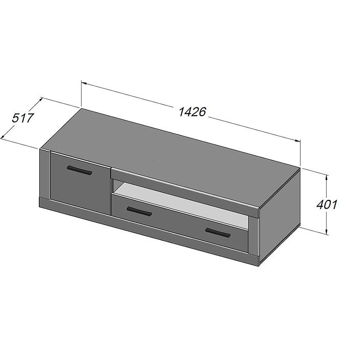 TV Tisch Trass 143cm Eiche/Schwarz