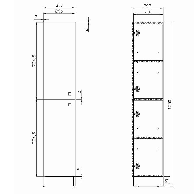 Hochschrank Rubid 30 grau DSM