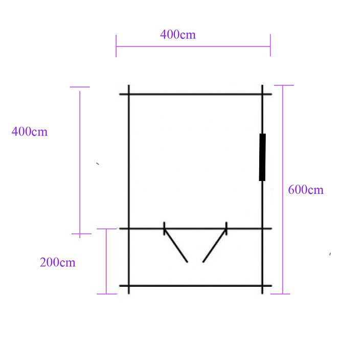 Häuschen Heidi 4x4m + Terrasse 4x2m