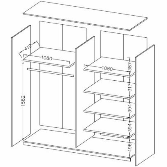 Schrank Galaxy 220cm Eiche Monastery/ Schwarz Gloss