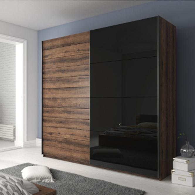 Schrank Galaxy 220cm Eiche Monastery/ Schwarz Gloss