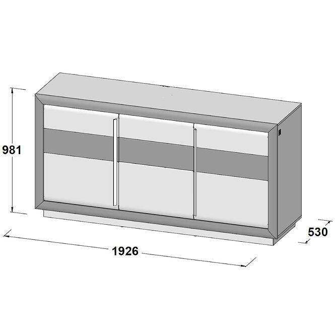 Kommode Canne 193cm Eiche Nealson/Weiß