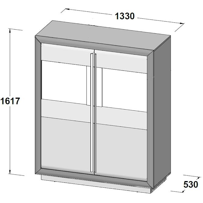 Vitrine Canne 133cm Eiche Nealson/Weiß