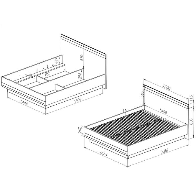 Bett Blanco 170cm Schnee Kiefer/New Grey