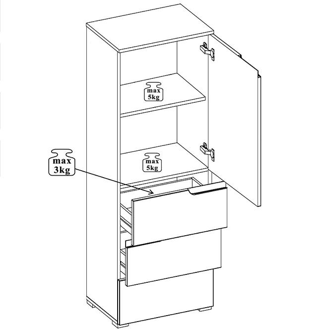 Schrank Selene 50cm Weiß Matte/Glänzend