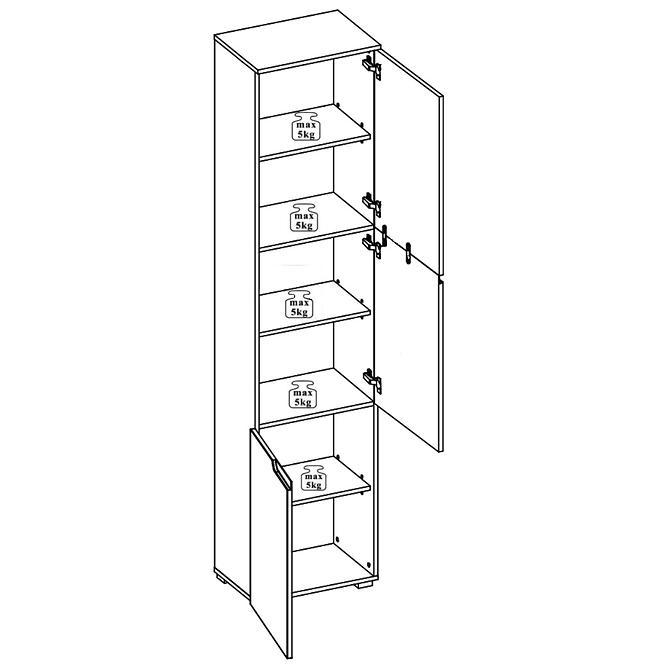 Schrank Selene 50cm Weiß Matte/Glänzendweiß