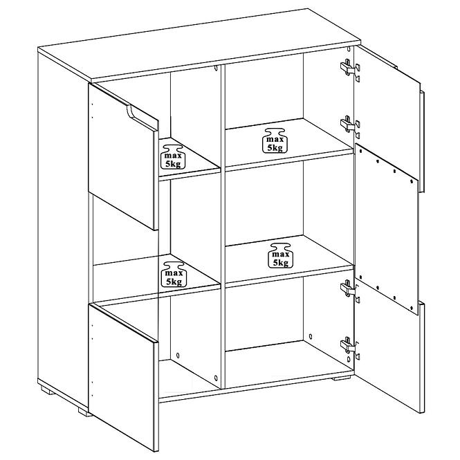 Vitrine Selene 100cm Weiß Matte/Glänzend