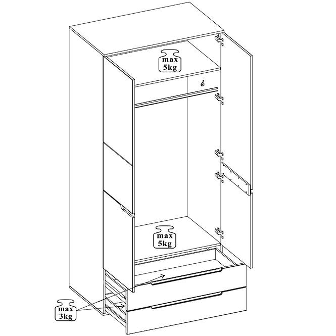 Schrank Selene 100cm Weiß Matte/Glänzend