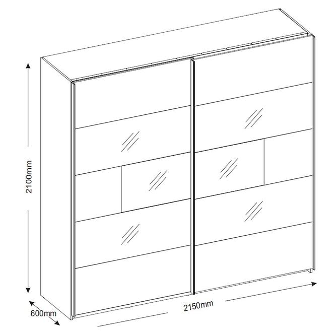 Schrank Livorno 215cm Eiche Wotan/Grau-Basalt